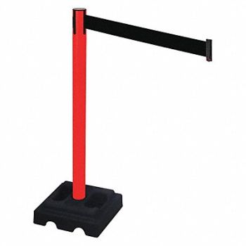 RETRACTA-BELT Barrier Post Black Black Belt Square, 48VL68