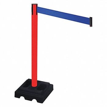 RETRACTA-BELT Barrier Post Black Blue Belt Square, 48VL69