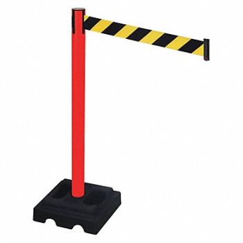 RETRACTA-BELT Barrier Post Black 10 ft Belt L Square, 48VL71