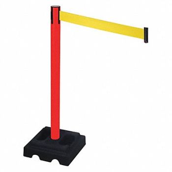 RETRACTA-BELT Barrier Post Blk Ylw Belt 10 ft Belt L, 48VL83