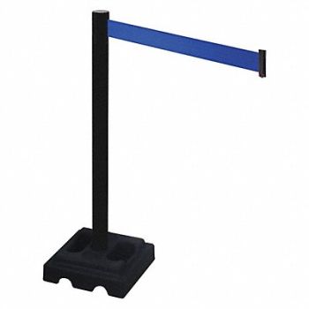 RETRACTA-BELT Barrier Post Blk Blue Belt 10 ft Belt L, 48VL86