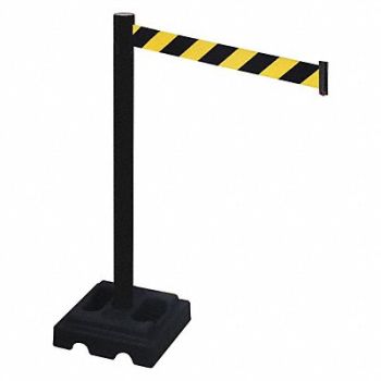 RETRACTA-BELT Barrier Post PVC Post Blk/Ylw Belt 40inH, 48VL88