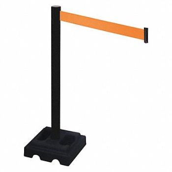 RETRACTA-BELT Barrier Post Black Orange Belt Square, 48VL95