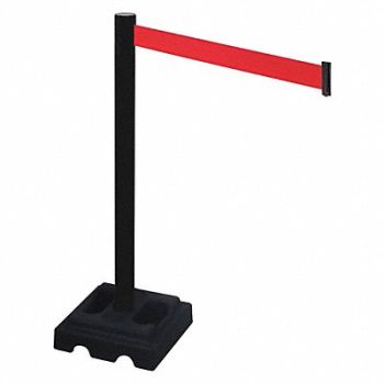 RETRACTA-BELT Barrier Post Black Red Belt Square, 48VL97