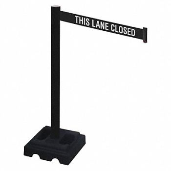 RETRACTA-BELT Barrier Post Black Blk/White Belt Square, 48VL99