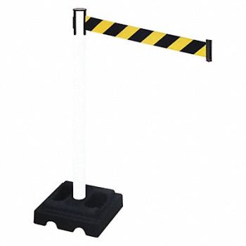 RETRACTA-BELT Barrier Post Black Black/Ylw Belt Square, 48VM06