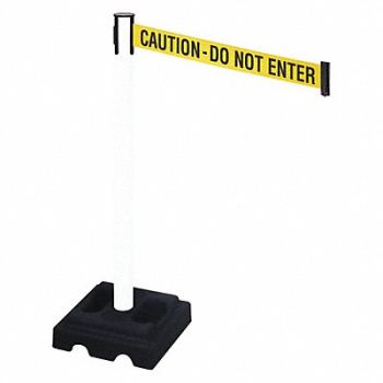 RETRACTA-BELT Barrier Post Black Ylw/Black Text Square, 48VM07
