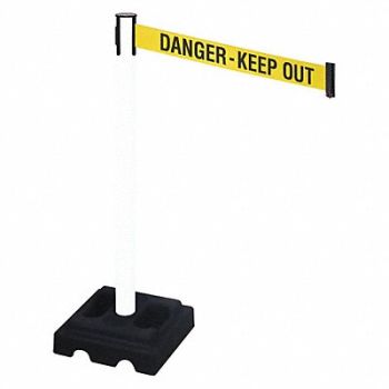 RETRACTA-BELT Barrier Post Ylw/Blk Text Square 40in. H, 48VM08