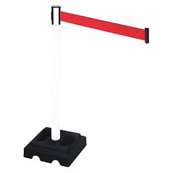 RETRACTA-BELT Barrier Post Blk Red Belt 10 ft Belt L, 48VM15