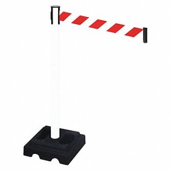 RETRACTA-BELT Barrier Post Black Post Red/White Belt, 48VM16