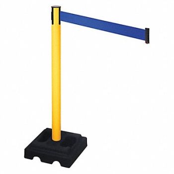 RETRACTA-BELT Barrier Post Black Post Blue Belt Square, 48VM21