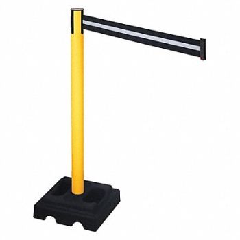 RETRACTA-BELT Barrier Post Black Blk/White Belt Square, 48VM22