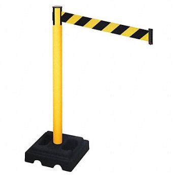 RETRACTA-BELT Barrier Post Blk/Ylw Belt Square 40in. H, 48VM23