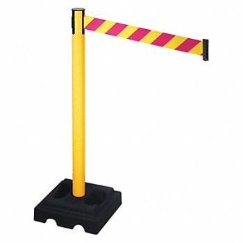 RETRACTA-BELT Barrier Post Blk Magenta/Ylw Belt Square, 48VM28