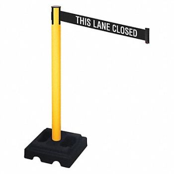 RETRACTA-BELT Barrier Post Black Black/White Belt, 48VM34