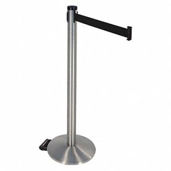 RETRACTA-BELT Barrier Post Blk Belt w/Wheels 40 in H, 48VN76