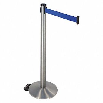 RETRACTA-BELT Barrier Post Blue Belt w/Wheels 40 in H, 48VN77