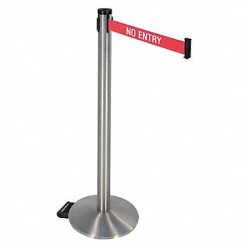 RETRACTA-BELT Barrier Post 40inH 2 in Belt W No Entry, 48VN85