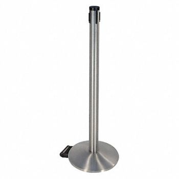 RETRACTA-BELT Belt Barrier Receiver Post Silver 40in H, 48VN87