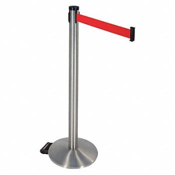 RETRACTA-BELT Barrier Post Red Belt w/Wheels Sloped, 48VN88