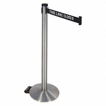 RETRACTA-BELT Barrier Post Blk/White Belt 2 in Belt W, 48VN90