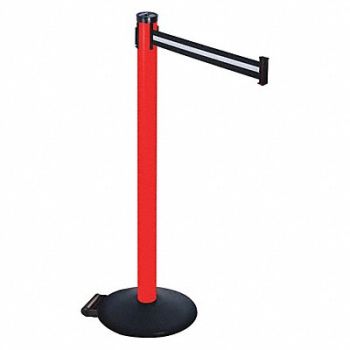 RETRACTA-BELT Barrier Post Blk/White Belt 2 in Belt W, 48VP33