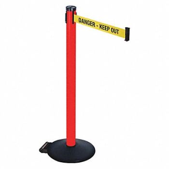 RETRACTA-BELT Barrier Post Ylw/Black Text 2 in Belt W, 48VP36