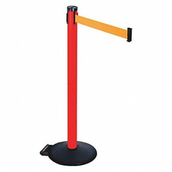 RETRACTA-BELT Barrier Post PVC Post Blk Orange Belt, 48VP41