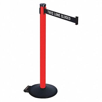 RETRACTA-BELT Barrier Post Blk/White Belt 2 in Belt W, 48VP45