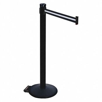 RETRACTA-BELT Barrier Post Blk/White Belt 2 in Belt W, 48VP51