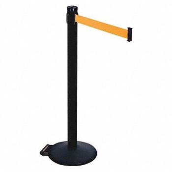 RETRACTA-BELT Barrier Post PVC Post Black Orange Belt, 48VP59