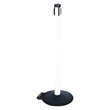 RETRACTA-BELT Belt Barrier Rcvr. Post White Cast Iron, 48VP78