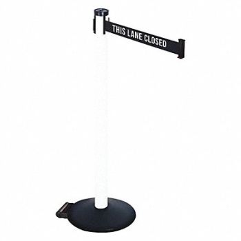 RETRACTA-BELT Barrier Post Blk/White Belt 2 in Belt W, 48VP81