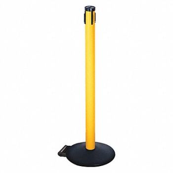 RETRACTA-BELT Belt Barrier Rcvr. Post Yellow Cast Iron, 48VP96