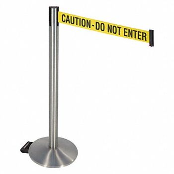 RETRACTA-BELT Barrier Post w/Wheels Yellow/Black Text, 48VR98