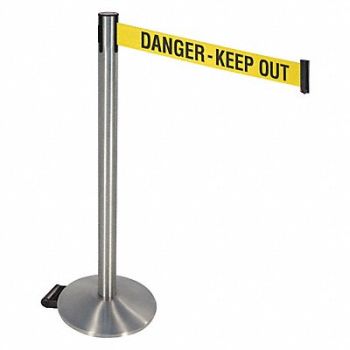 RETRACTA-BELT Barrier Post w/Wheels Yellow/Black Text, 48VR99