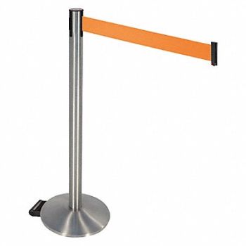 RETRACTA-BELT Barrier Post Orange Belt w/Wheels 40in H, 48VT05