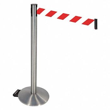 RETRACTA-BELT Barrier Post Red/White Belt w/Wheels, 48VT08