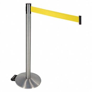 RETRACTA-BELT Barrier Post Ylw Belt w/Wheels SS Post, 48VT11