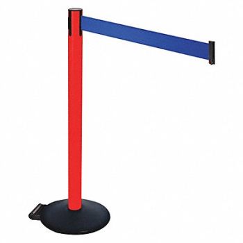RETRACTA-BELT Barrier Post PVC Post Blue Belt w/Wheels, 48VT50