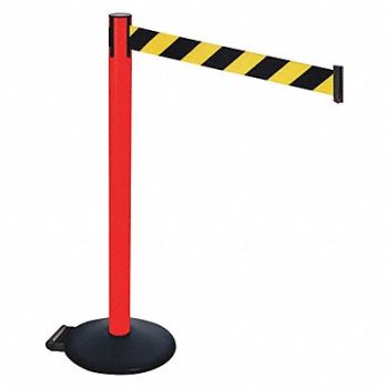 RETRACTA-BELT Barrier Post Black/Yellow Belt w/Wheels, 48VT52
