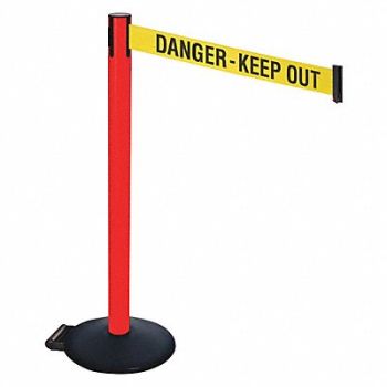 RETRACTA-BELT Barrier Post PVC Post w/Wheels 40 in H, 48VT54