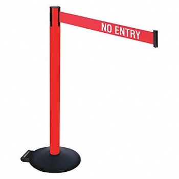 RETRACTA-BELT Barrier Post PVC Post w/Wheels No Entry, 48VT58