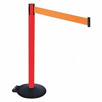 RETRACTA-BELT Barrier Post PVC Post Black Orange Belt, 48VT59