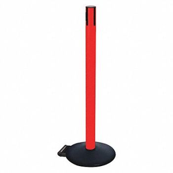 RETRACTA-BELT Belt Barrier Rcvr. Post Red Cast Iron, 48VT60