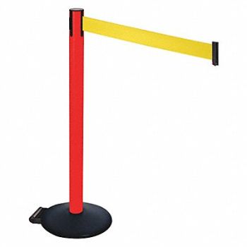 RETRACTA-BELT Barrier Post PVC Post Ylw Belt w/Wheels, 48VT65
