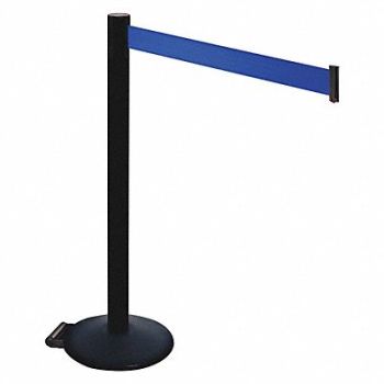 RETRACTA-BELT Barrier Post PVC Post Blue Belt w/Wheels, 48VT68