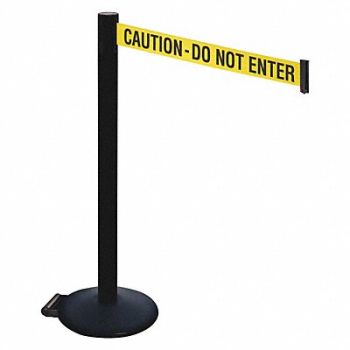 RETRACTA-BELT Barrier Post Black Post w/Wheels, 48VT71