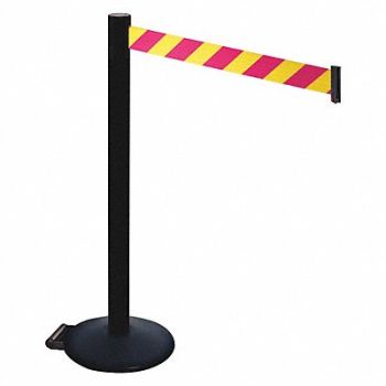 RETRACTA-BELT Barrier Post Magenta/Ylw Belt w/Wheels, 48VT75