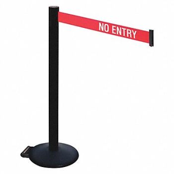 RETRACTA-BELT Barrier Post PVC Post w/Wheels No Entry, 48VT76